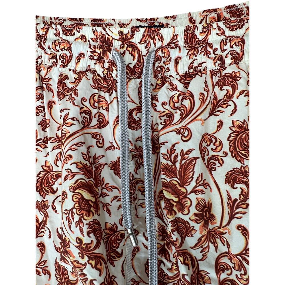 Fedeli Orange Floral Print Lined Made in Italy Slim Swim Trunks Shorts Medium - Picture 5 of 9